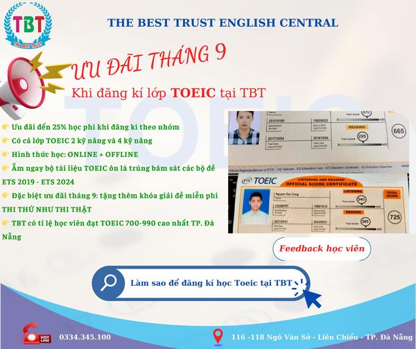 KHAI GIẢNG LỚP TOEIC THÁNG 9