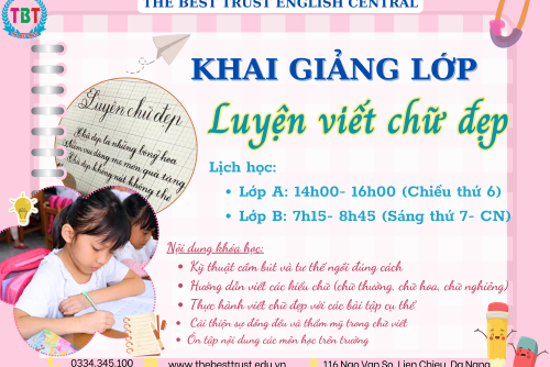 “TUYỂN SINH LỚP LUYỆN VIẾT CHỮ ĐẸP”